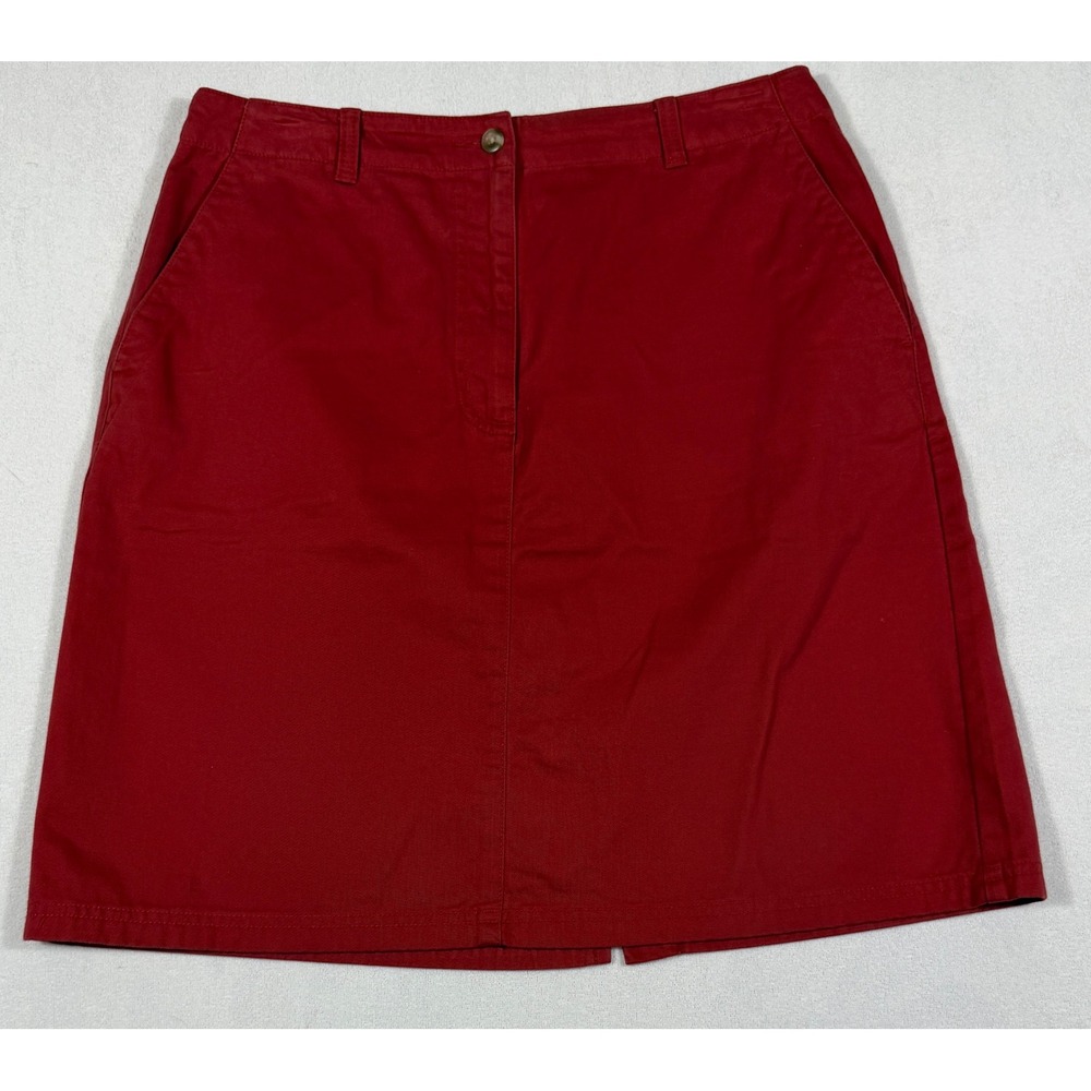 LL Bean Chino Skirt Cotton Twill A-Line Minimalist Preppy Workwear Vintage 90s